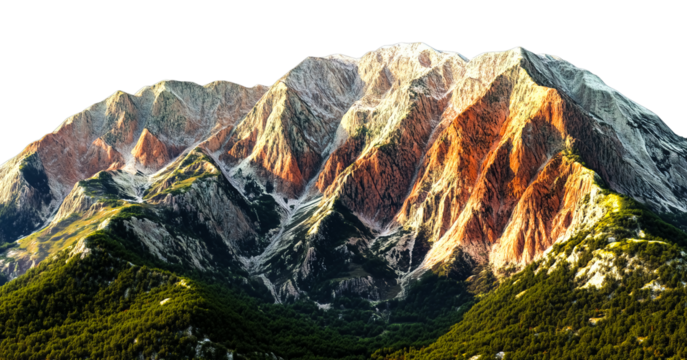Majestic mountain range with vibrant colors, showcasing natural beauty and rugged terrain under a clear sky.