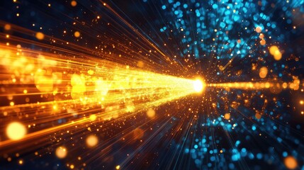 high speed yellow beam ray of future technology transmission concept