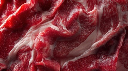 Close up image of a piece of raw meat showing texture and color details for culinary use and food photography