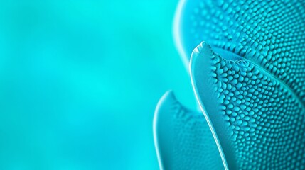 Teal textured organic form, aquatic background, close-up, design element
