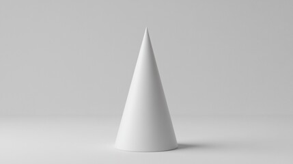 White cone stands on studio backdrop, minimalist product display