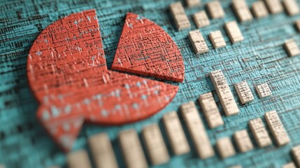 3D Pie Chart with Glowing Overlay on Textured Background Perfect for Data Visualization and Statistical Analysis