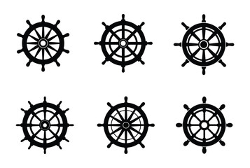 Fototapeta premium Vintage pirate ship wheel icon set. Boat wheel icon vector, Ship wheel icon. Vector illustration