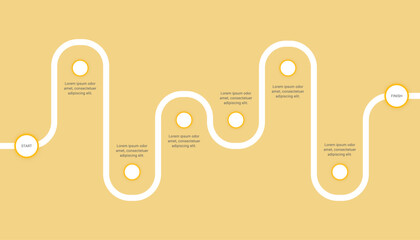 Roadmap timeline infographic template with 6 steps.