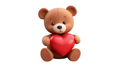 Fototapeta premium Adorable Teddy Bear Holding Heart Valentines Day Gift