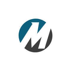 A circular logo featuring the letter "M" in a bold, stylized font. The letter is composed of dark and light gray shapes, creating a sense of depth and dimension within the circle.