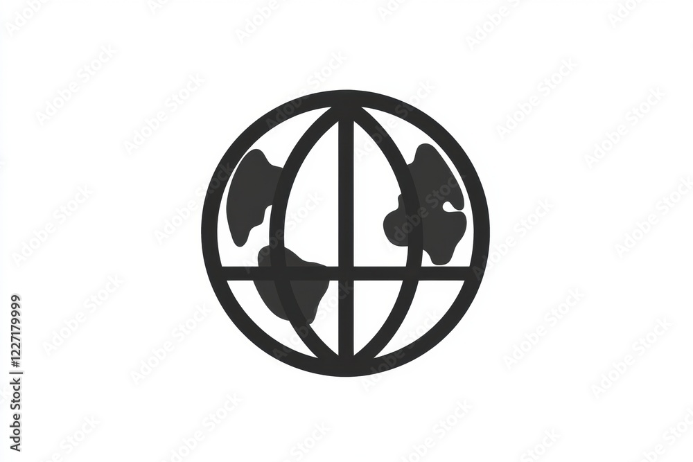 Aufkleber Concept of a globe representing global connectivity and communication in a minimalist style with black and white colors. Generative AI