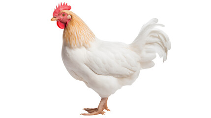 White hen farm animal isolated on black background