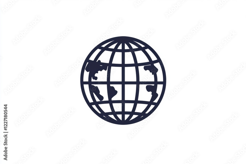 Poster World globe illustration representing global connectivity and communication in a modern context with clean lines and simple design. Generative AI