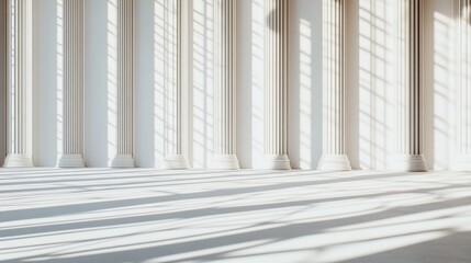 Obraz premium Sunlit Classical Columns Hall Interior Design