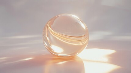 Glass sphere reflecting light, studio shot, soft background, product display