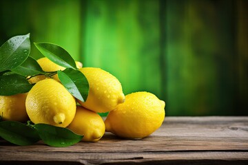 Lemon group on vintage wooden table
