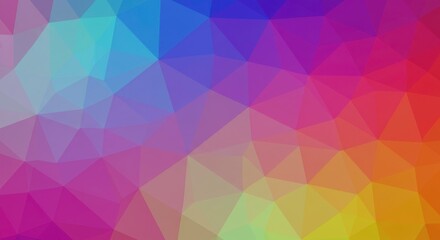 Obraz premium Rainbow Low Poly Abstract: Vibrant, multicolored low polygon geometric pattern. A spectrum of rainbow hues creates a dynamic and visually captivating abstract background. 