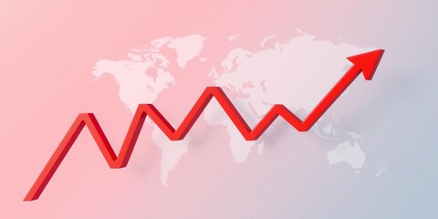 Background of red candlestick 3d with down financial trade graph depicting crisis in stock market and global economy recession, investment, crisis