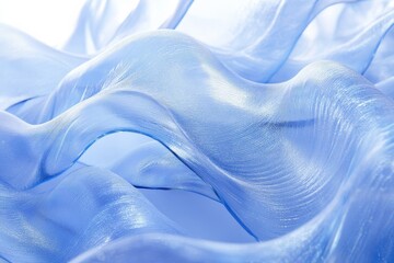 Obraz premium Textured blue fabric flows and sways gently under soft lighting giving an ethereal feel to the setting