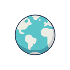 Simple Earth Globe Illustration in White Background