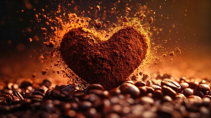 coffee heart splash. Selective focus.