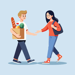 Friendly Grocery Delivery to Happy Customer