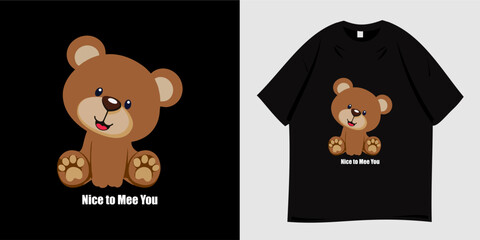 Obraz premium Bear funny t-shirt design. Animal, funny, bear symbol. Print for clothing, apparel, t-shirt, clothing and fashion. Vector illustration.