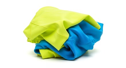 Bright Green and Blue Fabric Pile Clothing Apparel Bundle