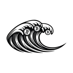 Design a dynamic, wave-shaped logo incorporating abstract currency symbols, suggestive of an Initial Coin Offering (ICO).  The design should be modern and visually appealing.