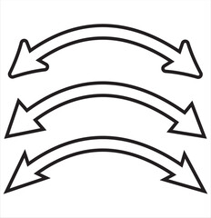 Dual arrow. Dual semi circle arrow. Vector illustration. Semicircular curved thin long double ended arrow. Red and Black arrow Set. Variety Design.