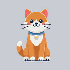 Adorable Orange Tabby Cat Sitting Cartoon Illustration