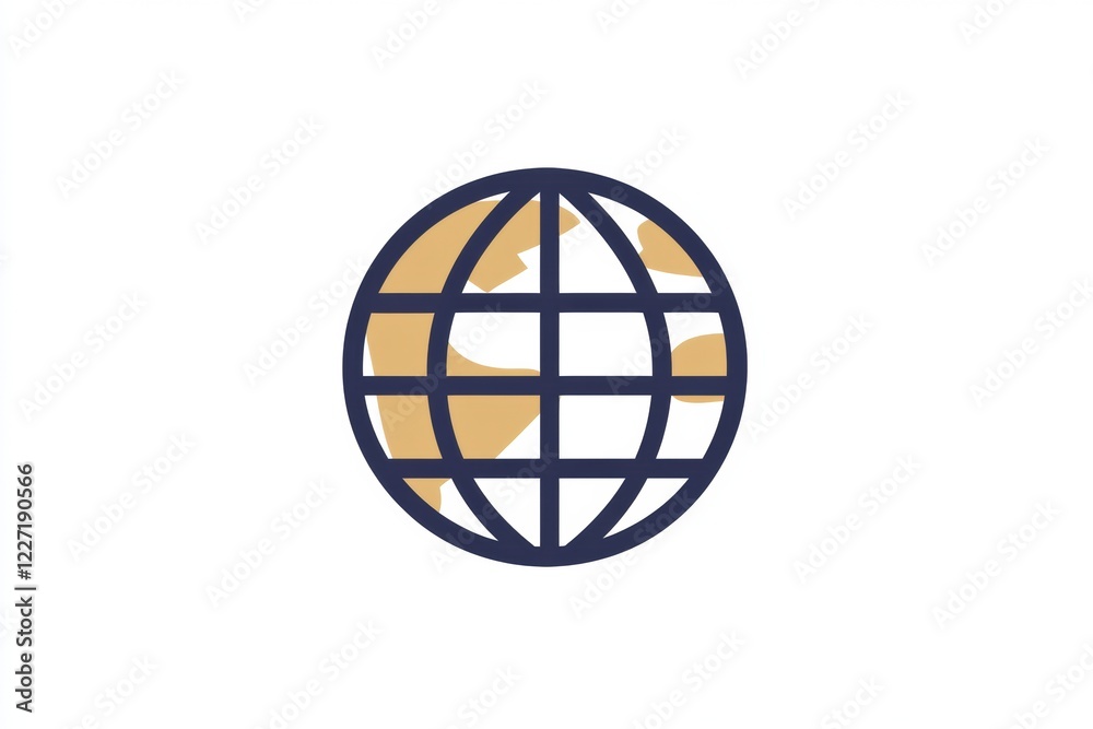 Aufkleber Conceptual representation of global connectivity with abstract globe design in minimalistic style. Generative AI