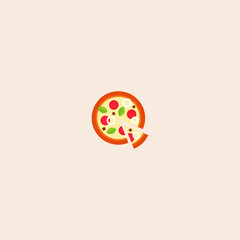 Pizza icon flat vector design. 