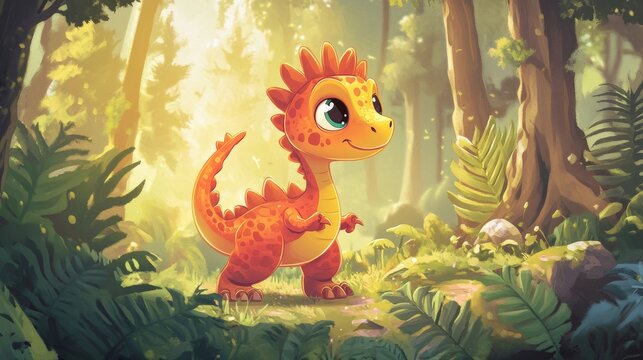 Cartoon dinosaur Hypacrosaurus, prehistoric lizard in Jurassic park forest, vector dino. Prehistoric funny Hypacrosaurus dinosaur lizard character for kids paleontology atlas or Jurassic era museum