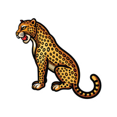 Draw a detailed vector illustration of an Aztec jaguar, emphasizing its powerful musculature and symbolic markings.  Showcase its fierce expression.