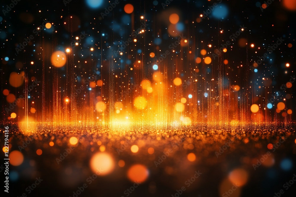 Poster colorful abstract background with shimmering lights and glowing particles in vibrant hues