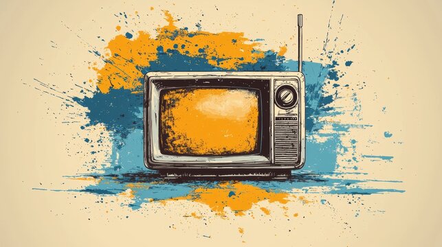 Old vintage TV featured in trendy dotted pop art style. --chaos 20 --ar 16:9 --sref https