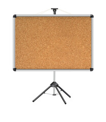 Obraz premium Cork board with wood frame. Empty corkboard with brown texture on transparent background. Business noticeboard. Vector