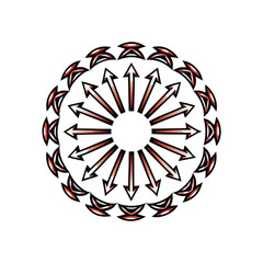 Abstract illustration of converging circular arrows creating a central focal point, representing dynamic energy flow and flux.