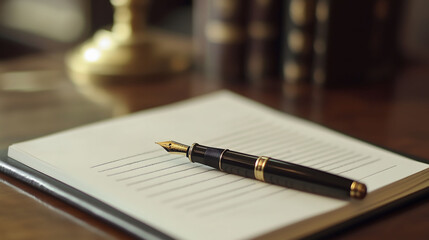 Close up of a Job Application Form Ready for Submission on a Wooden Desk With a Fountain Pen. Generative AI