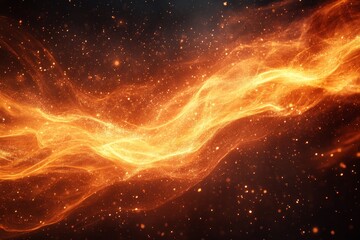 Vibrant energy flows through a cosmic landscape filled with fiery colors and swirling particle effects