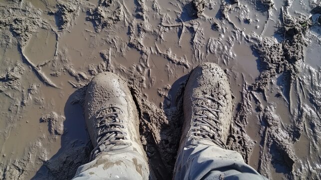 Fresh bootprints pressed into the damp earth serve as a reminder of the hiker&rsquo;s footsteps through the rugged terrain.
