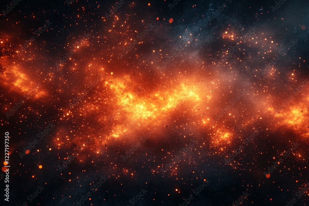 Poster Stunning view of a cosmic explosion with fiery colors and deep space background captured in the vast universe