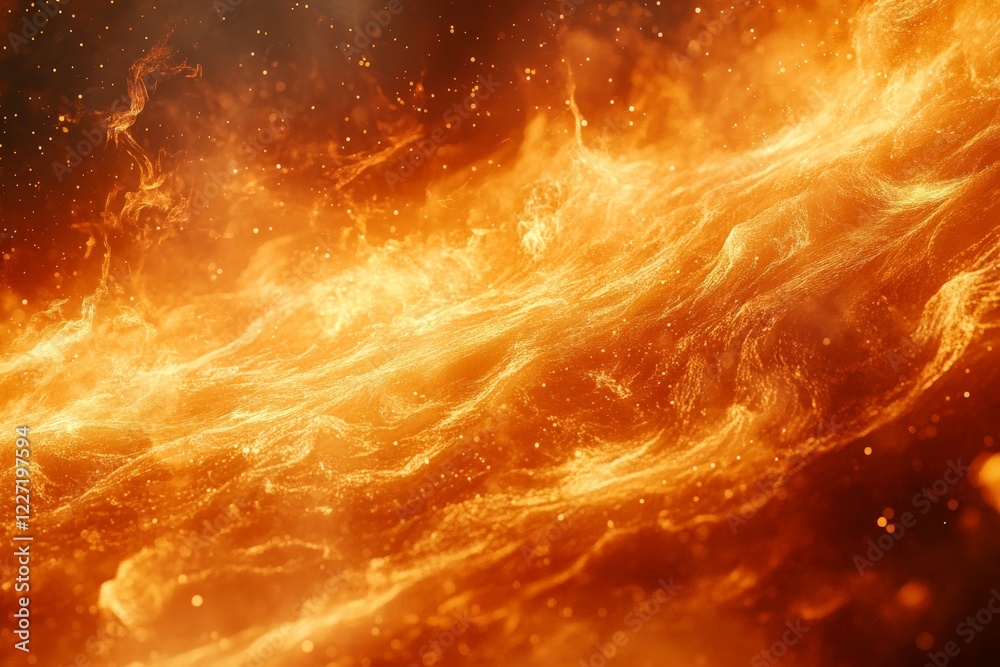 Aufkleber Glowing flames and fiery textures create an enchanting display in a surreal atmosphere
