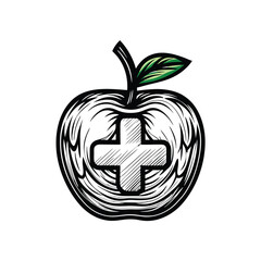 Design a logo featuring a stylized apple intertwined with the Rod of Asclepius, representing health and wellness.