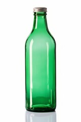 Water Bottle Mock-Up. Green glass bottle with metal cork. 