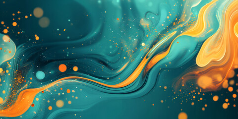  Abstract Orange and Blue Energy Wave with Glowing Particles