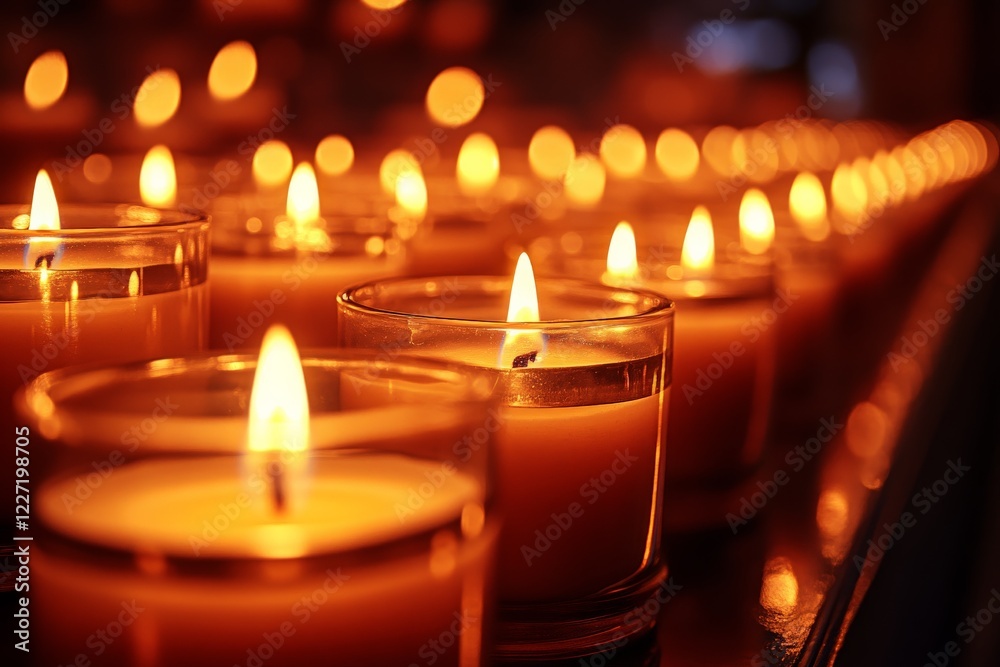 Poster warm glow of candles illuminating a serene setting during evening hours