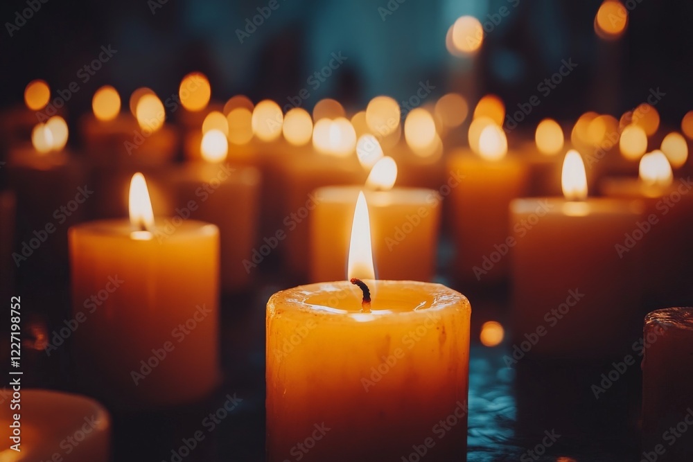 Poster warm glow of candles illuminating a tranquil space during evening reflection