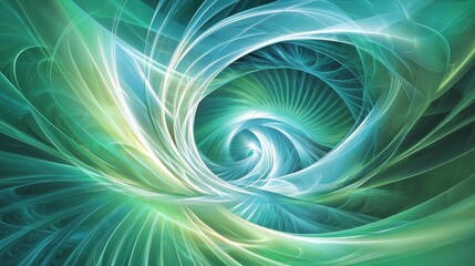 Teal and Green Luminous Swirling Vortex Resembling Energy Flow