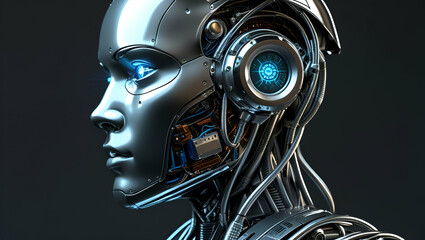 Fototapeta premium Title: A Highly Detailed Side Profile of a Humanoid