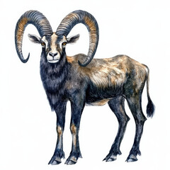 Watercolor_painting_of_a_majestic_wild_sheep_with_large,_curved_horns.