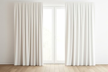 Sunlight is streaming through a balcony door covered by white curtains in a modern minimalist room