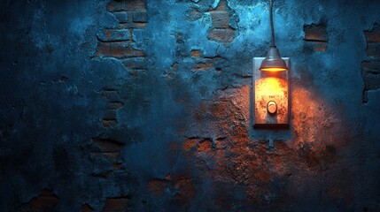Glowing bulb in old wall socket.